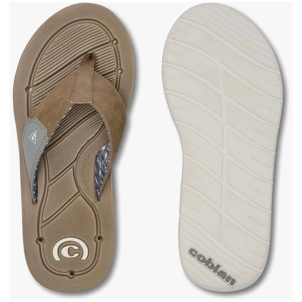 NEW Cobian Mens Draino 3‎ Tan Nautical Nomad Waterproof Flip Flop Sandals Size 9